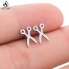 Simple Yoga Om Earring Ball Star Tree Cross Bicycle Stainless Steel Stud Earrings for Women Men T Bar Ear Piercing Gift