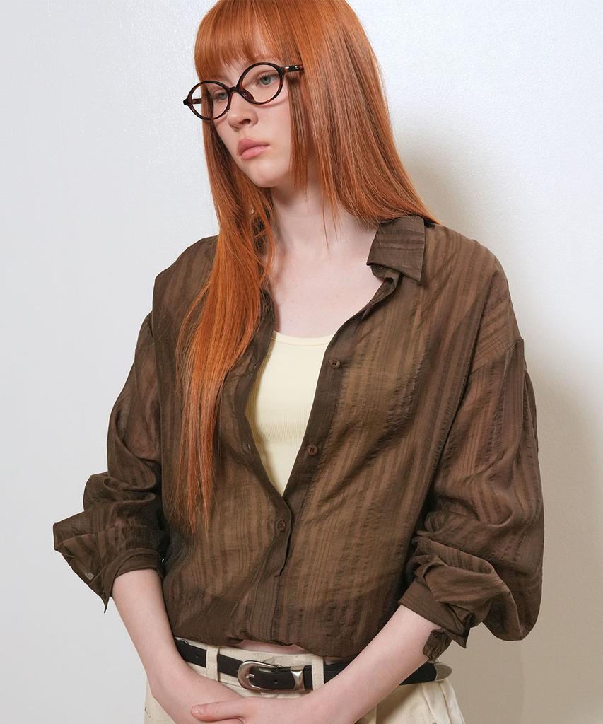 GENERALIDEA Summer Sheer Layered Blouson Shirt [Brown] / Gf2Lsh519