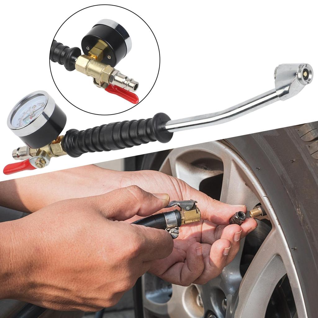 220PSI Air Tire Pressure Inflator with Valve for Car Truck Tire Pressure Gauge