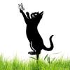 Black Cat Garden Stake Cute Metal Cat Statue Garden Statues Fine Craftsmanship Cat Patio Decorations For Yard Lawn Outside Patio