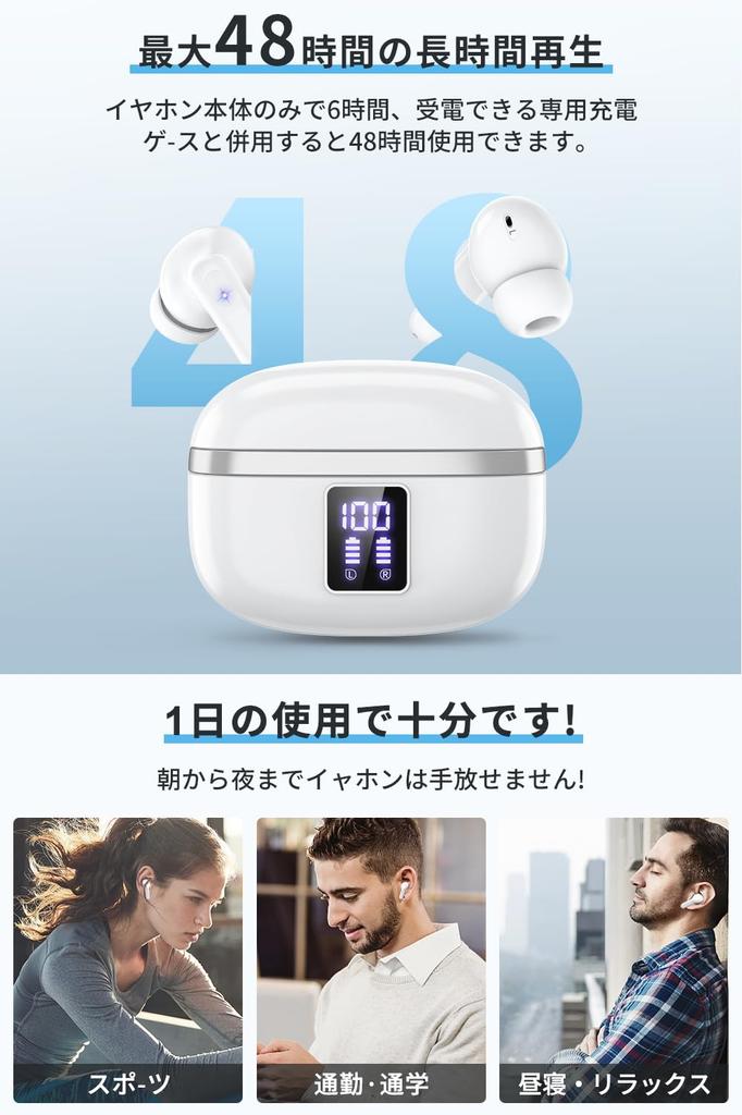 Cutting-edge Bluetooth 5.4 Earbuds, Bluetooth Wireless Earbuds [New for 2025] LED Display, Type-C Fast Charging, Built-in Microphone, Comfortable