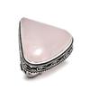 Ювелирное кольцо ручной работы из стерлингового серебра 925 пробы с натуральным розовым кварцем S.10 V4f03