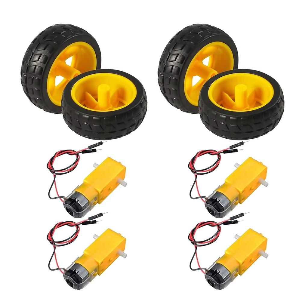 4PCS DC 3-6V Electric Motor with 4Pcs Plastic Tire Wheel Gear Motor DIY Kit Mini Smart RC Car Robot Tyres for Arduino Smart Car