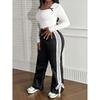 Американские спортивные повседневные брюки с бантом, женские свободные полосатые брюки с широкими штанинами