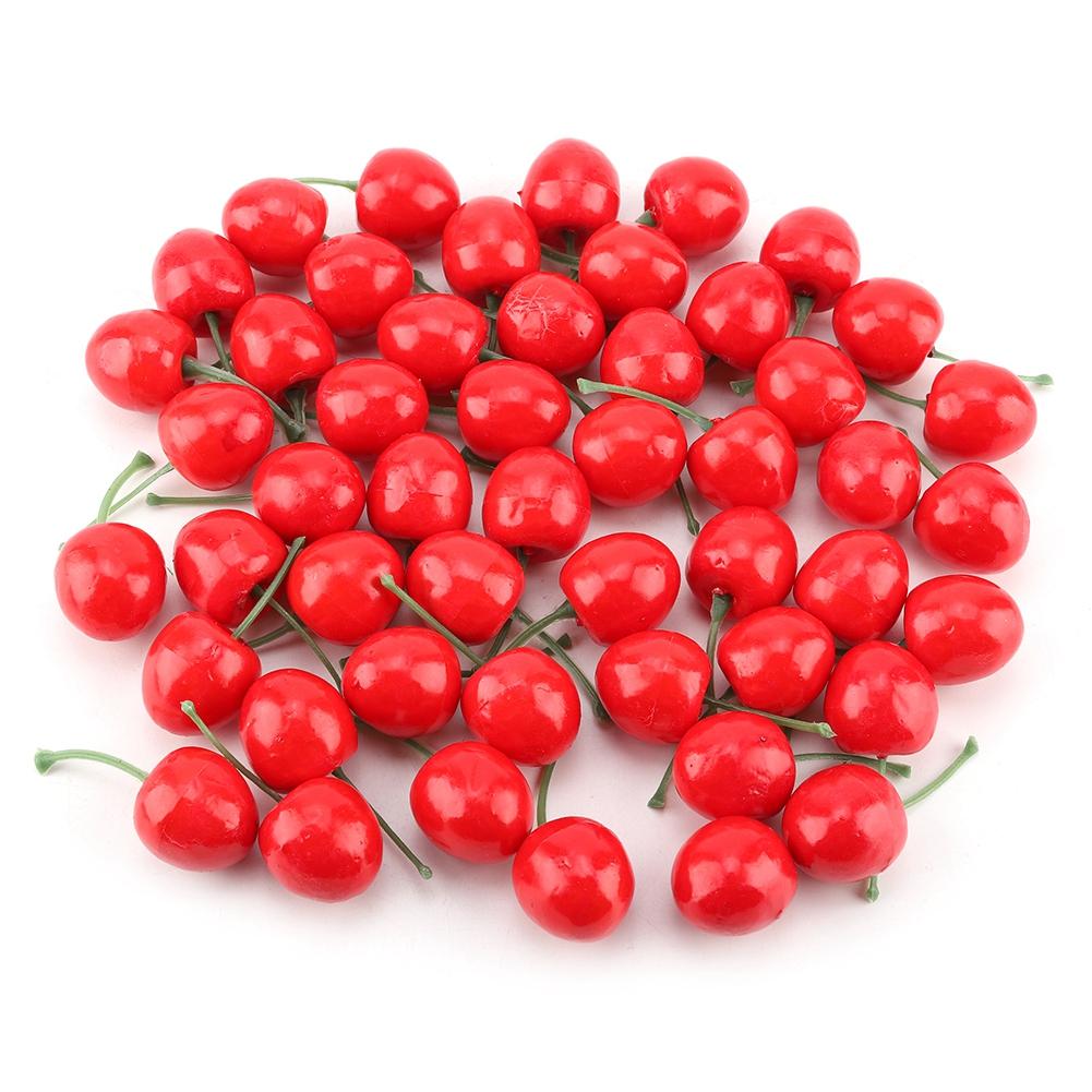 50Pcs Cute Artificial Cherry Fruit Home Decor Decoration Ornament Accessories