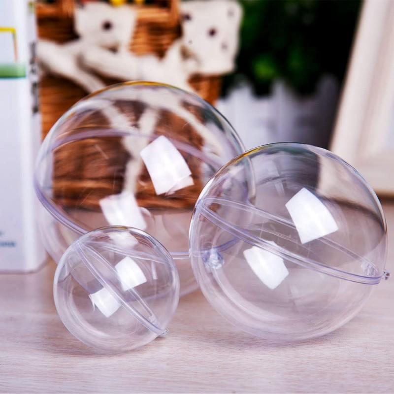 Christmas Clear Plastic Fillable Ornament Balls DIY Transparent Empty Ball Storage Ball