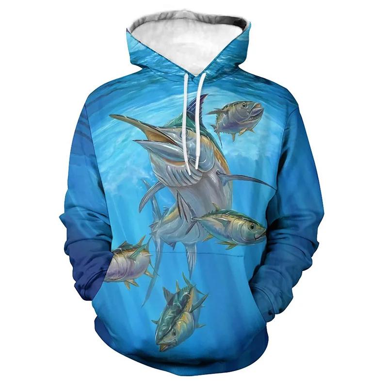 Рыбалка Рыба 3D Принт Мужские Толстовки Уличная Мода Толстовка Осенняя И Весенняя Одежда