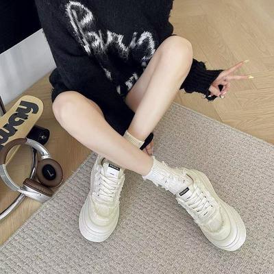 Кампус школьный сезон нишевые маффин платформа парусиновые туфли женские новые летние модели нужно увеличить высоту повседневных кед