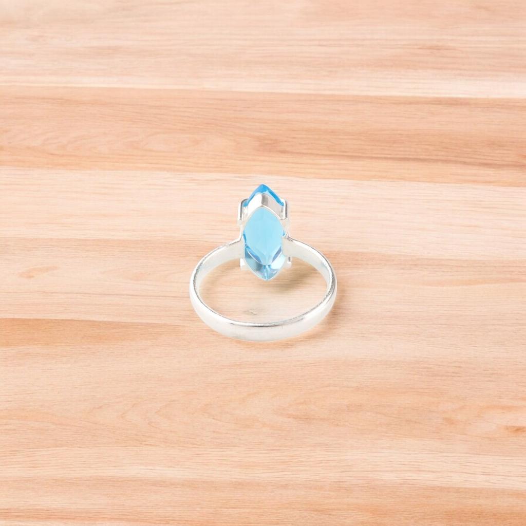 Швейцарский голубой топаз драгоценный камень 925 стерлинговое серебро ювелирные изделия ручной работы дизайнерское кольцо RR-65-3