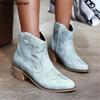 Fashion 2025 Winter New Pointed Toe Western Cowgirl Boots Cowboy Boots Shoes Women Ankle Boots Cossacks Femal Shoes Chelsea Botas Mujer