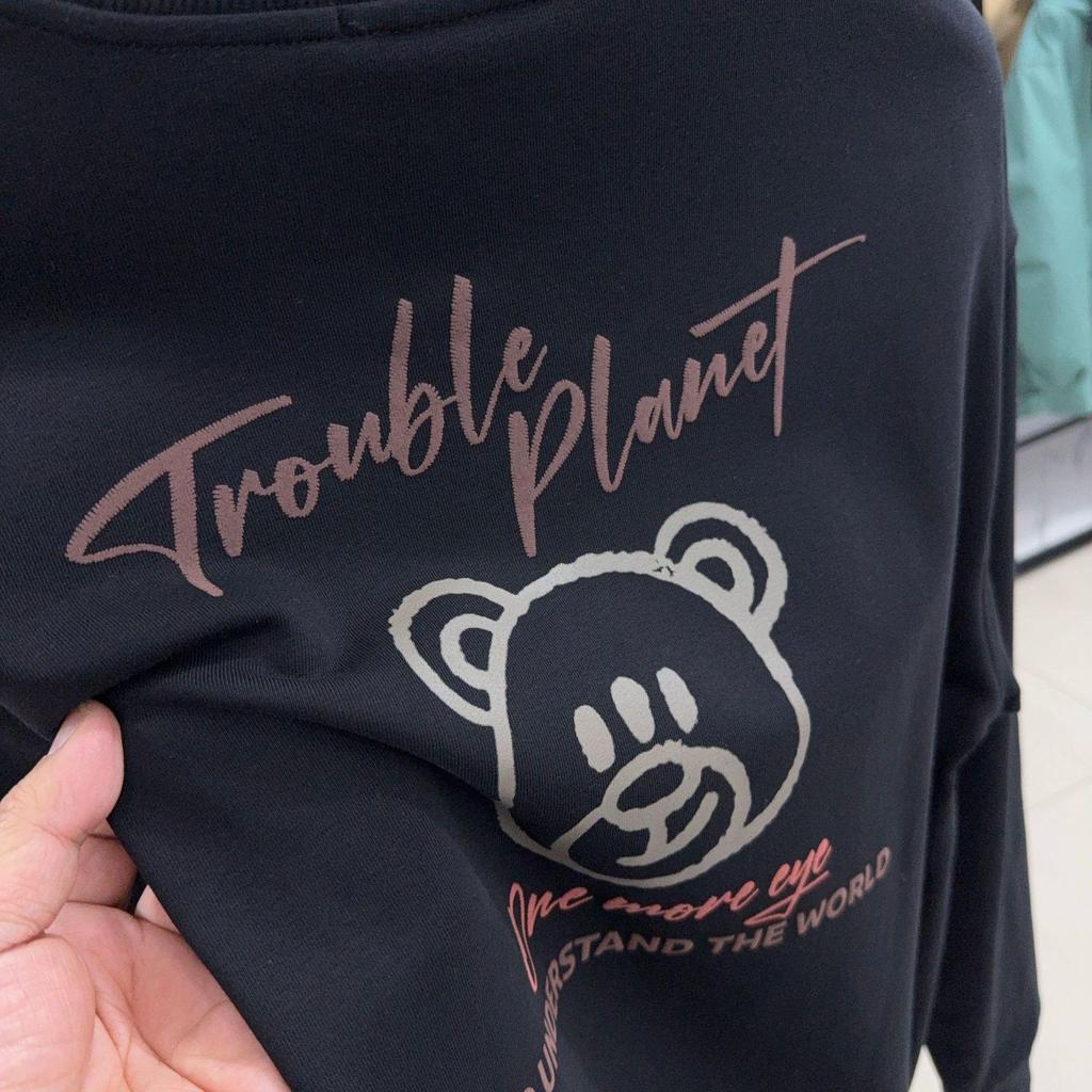 H Brand Men's Black Round Neck Pullover Hoodie – Casual, Long Sleeve, Versatile Base Layer (Model 3Y097)