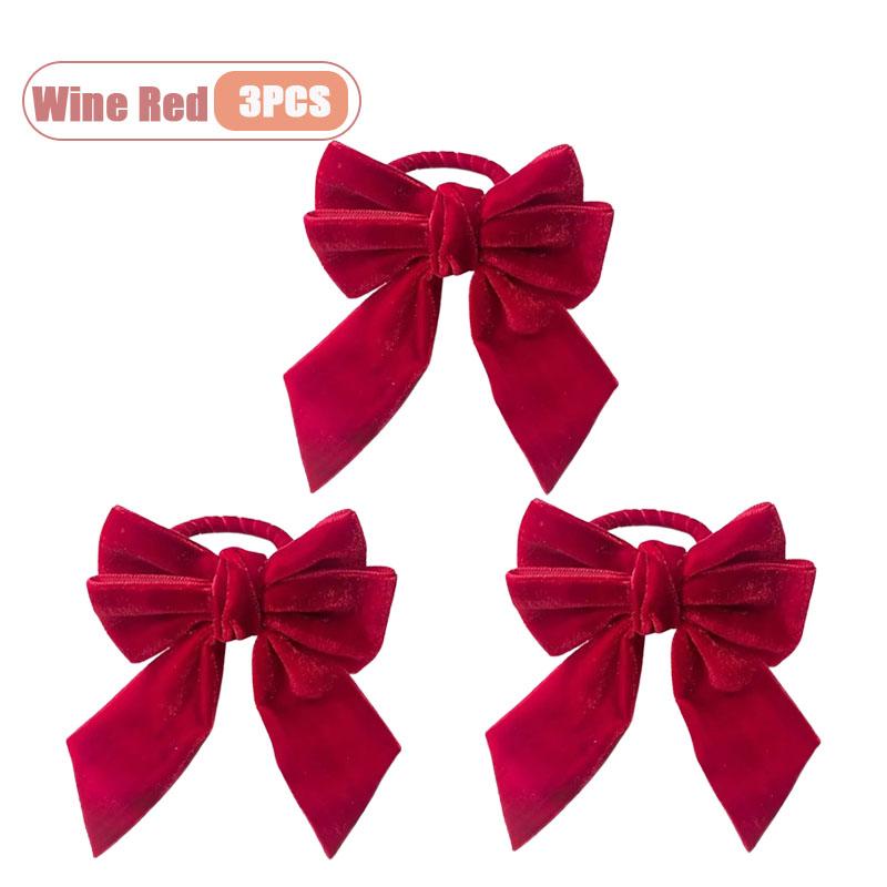 Holiday Christmas Bow Napkin Rings Red and Green Velvet Napkin Holders Festive Table Setting Tissue Rings for New Year