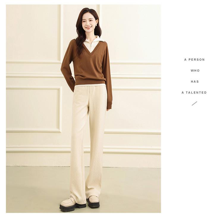 [Sweater] Autumn/Winter Color Matching Versatile Hoodie Design Sensation Fake Two piece Bottom Top for Women