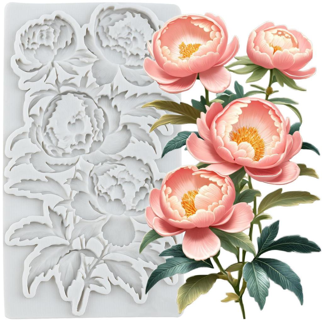 Силиконовая форма для цветка пиона, Формы для мастики в виде цветка, Инструменты для украшения торта, Тематический торт, Десерт, Украшенный, Шоколадная форма для конфет
