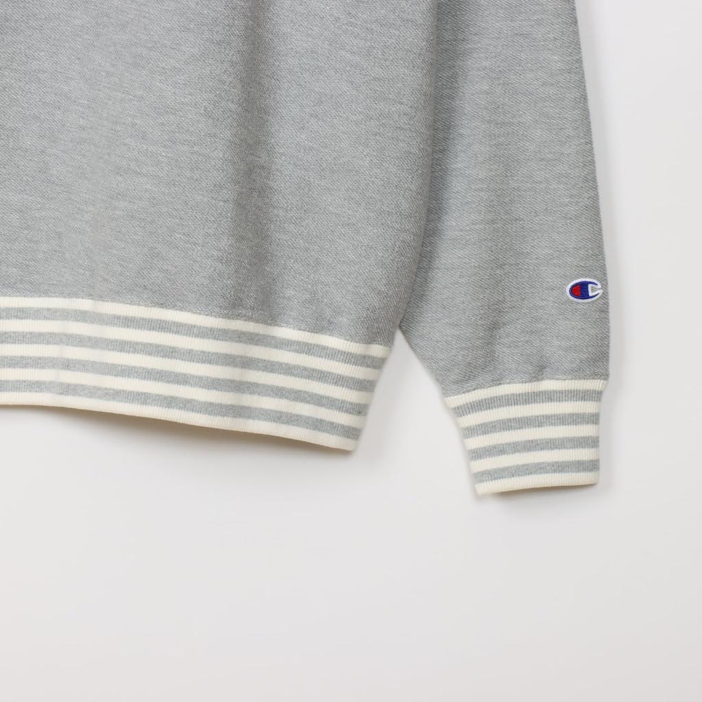 Champion Long Sleeve RelaxFit Satin Crew Oxford Men's Sweatshirt, 100% Cotton, Fleece-Lined, Appliqué Neck, Gray, C3-A002