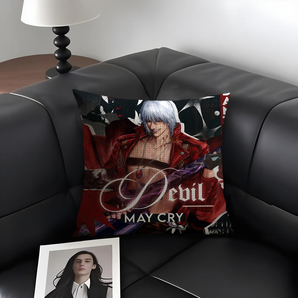 Чехол на подушку D-Devil May Cry Натуральный Лен Органическая Ткань Двусторонний Принт Диван Домашний Декор Подарок Наволочка