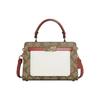 New Lane Canvas With Leather Handbag Shoulder Bag Crossbody Bag Women's Khaki & White C8318-IMLOT