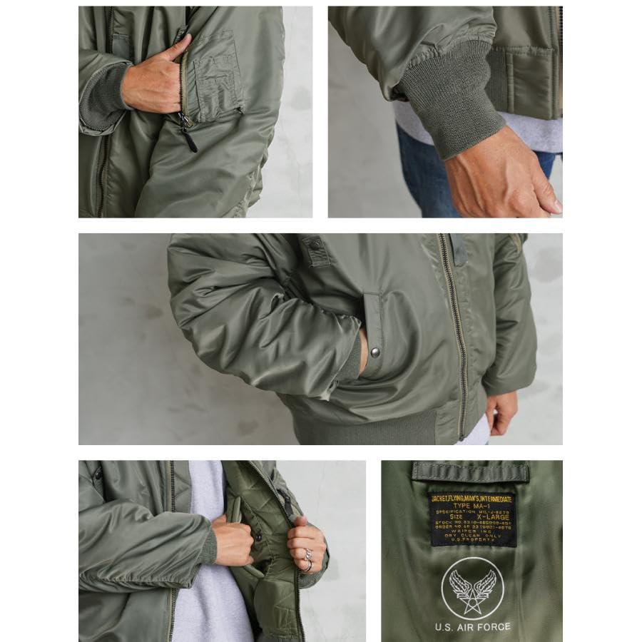 WAIPER US Military First Model Flight Model inc. MA-1 Jacket, MIL-J-8279 [23WP22] (XXL, BLACK)