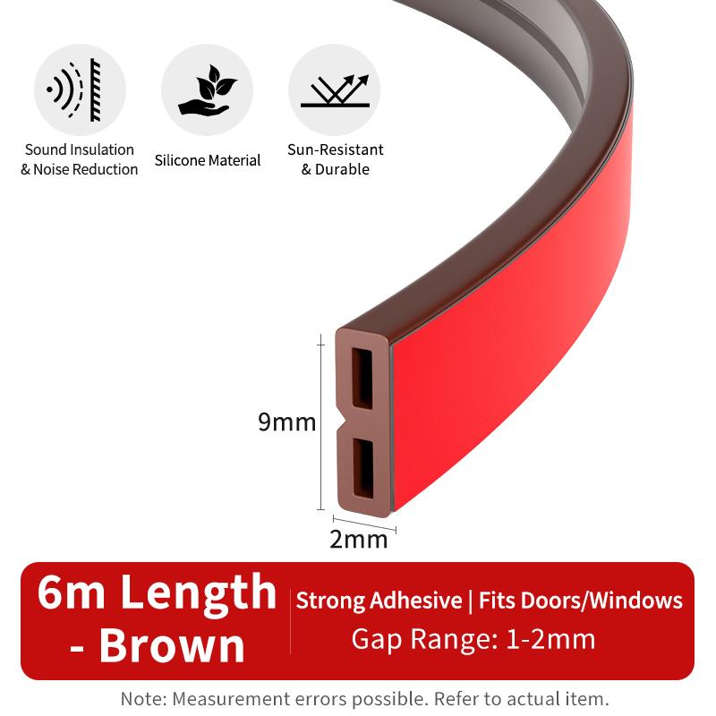 Hot-Selling 6m/Roll Household Door & Window Sealing Strips, Self-Adhesive, Wear-Resistant, Anti-Collision, Soundproof