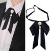 College Women Pre-Tied Bows Tie Vintage Pearl Jewelry Ribbon Necktie School Uniform Bowknot Bowtie for Shirt Collar
