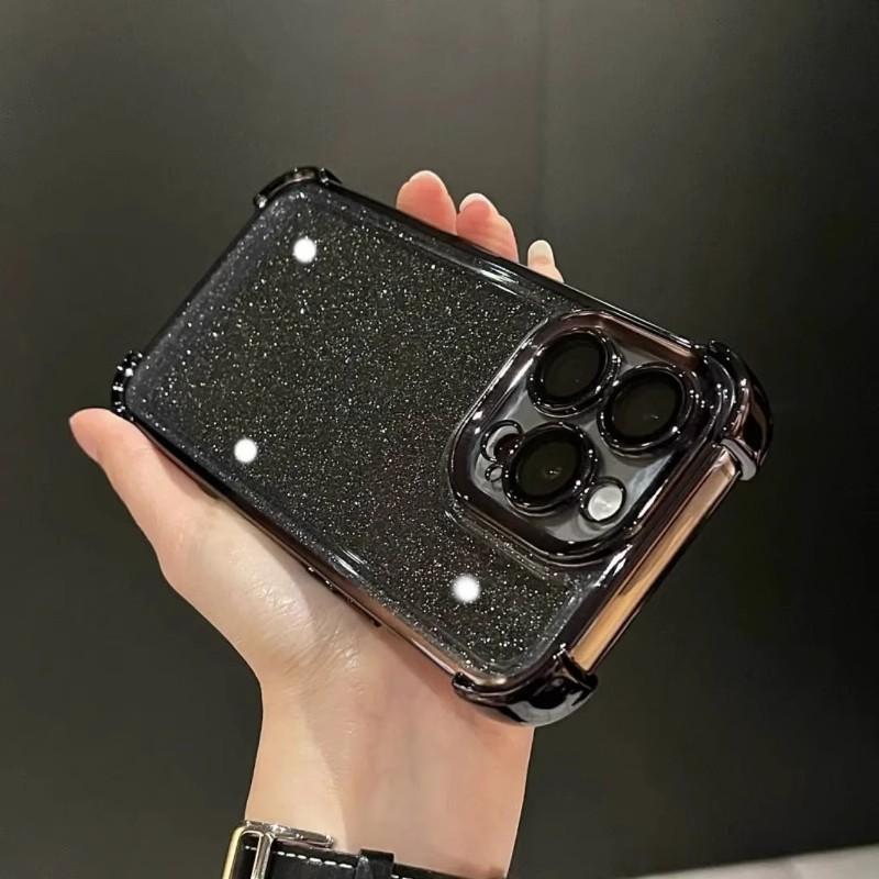Применимо к iPhone16proMax Новогодний блестящий чехол для мобильного телефона гальванический airbag Apple 15 четыре угла противоударный защитный чехол