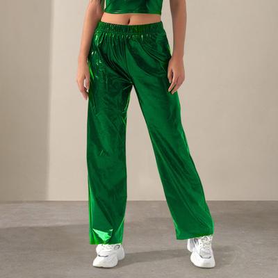 Женские и мужские повседневные брюки средней посадки с эластичной резинкой на талии, прямые длинные брюки из искусственной кожи, свободные брюки