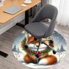 1pc winter fox wreath Round Chair mat Area Rug - Non-Slip, Floor Mat for Office, Bedroom, and Indoor Decor -1002097