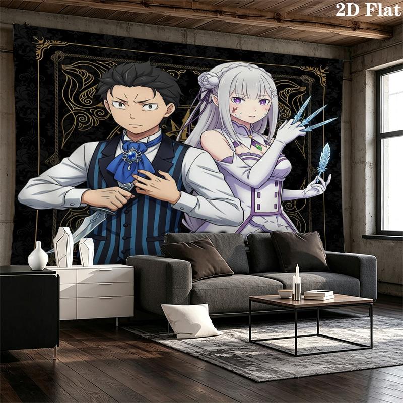 Re Zero Wall Tapestry Aesthetic Wall Hanging Printed Fabric Blanket Decorative Tapestries For Bedroom Living Room Home Decor