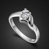 Japanese Woman'S Simple Single Ring, Platinum-Plated Inlaid 5A Zircon Ring, Imitation Diamond Ring, Marriage Proposal Gift