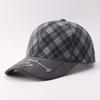 British Vintage Baseball Cap Suede Patchwork Embroidered Plaid Winter Warm Sun Hat