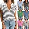 Women's Summer V-neck Knitted Top Casual Striped Collar Sweater Knitted Vests