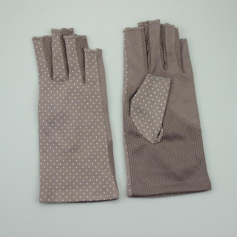 Весенние солнцезащитные перчатки с половиной пальца для вождения, женские тонкие короткие противоскользящие хлопковые перчатки