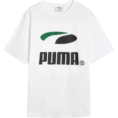Puma Ss25 s Ss Gf Футболка унисекс с круглым вырезом, повседневная модная универсальная футболка с коротким рукавом, белая 631252-02