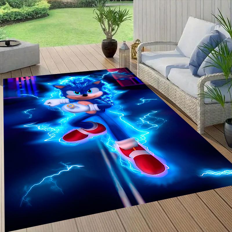 Sonic Adventure Style Crystal Velvet Rug, Soft Anti‑Slip Crystal Velvet Carpet for Living Room Bedroom Home Decor