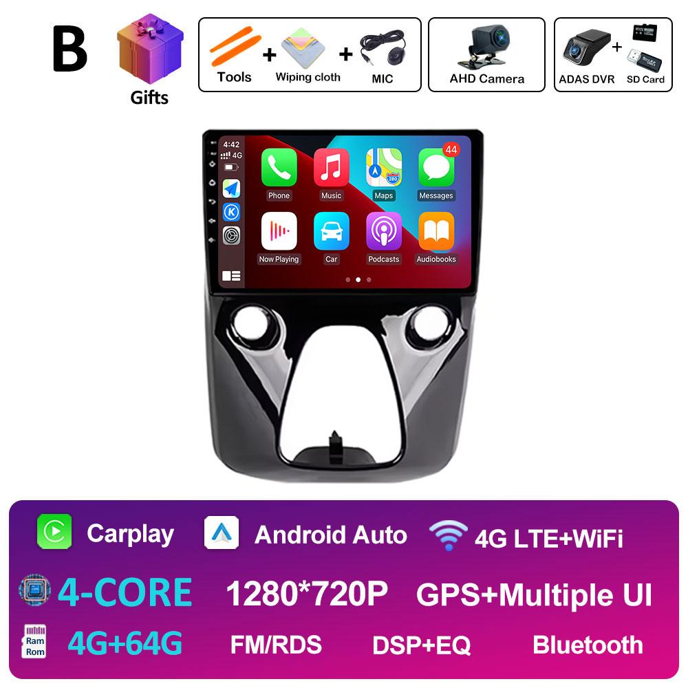 Car Audio Multimedia Radio Player For Peugeot 108 For Toyota Aygo B40 2014 2015 2016 - 2021 Android 14 Wireless Carplay NO 2 din