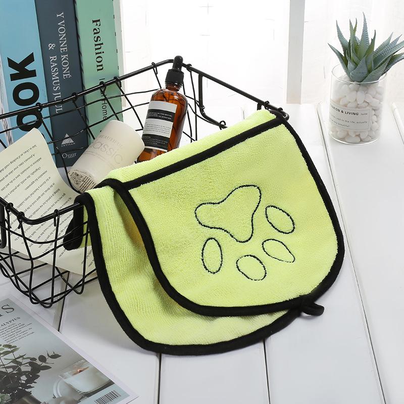 1 шт. Полотенце для купания питомца, Сверхвпитывающее, Быстросохнущее, Мягкое, Дизайн перчатки для рук, Ассорти цветов с отпечатком лапы, Салфетка для мытья питомца