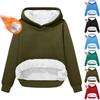 Women's Fashionable Casual Long-Sleeved Top With Fleece Thickened Hooded Sweatshirt