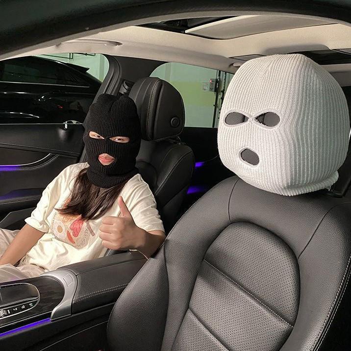 Универсальный забавный чехол на подголовник автомобиля, черно-белый