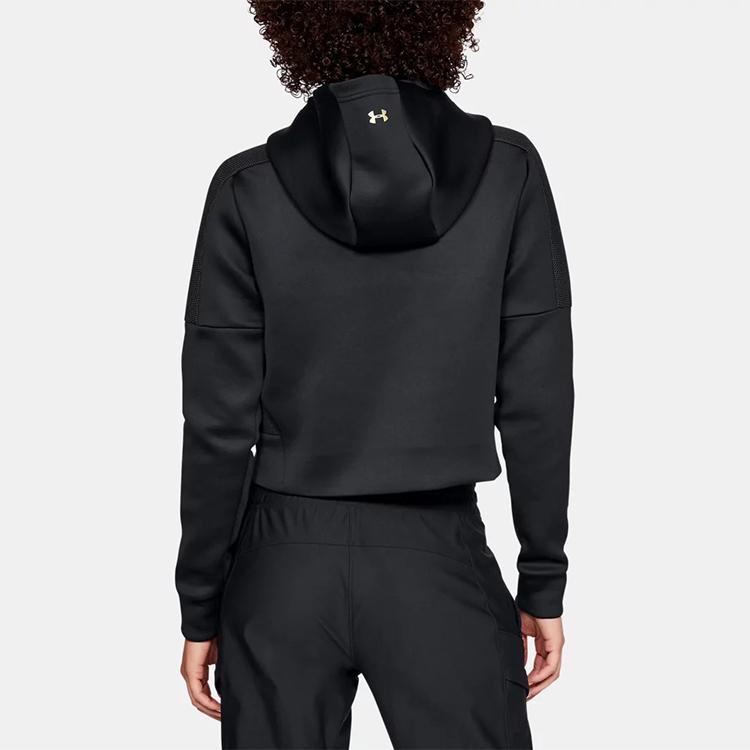 Under Armour Perpetual Short Casual Sports Hoodie Женские толстовки с капюшоном черного цвета 1314255-001