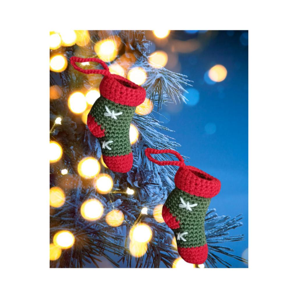 Christmas Special Christmas Pine Tree Ornament Knitted Stocking Red 2pcs Fireplace Tree Decor
