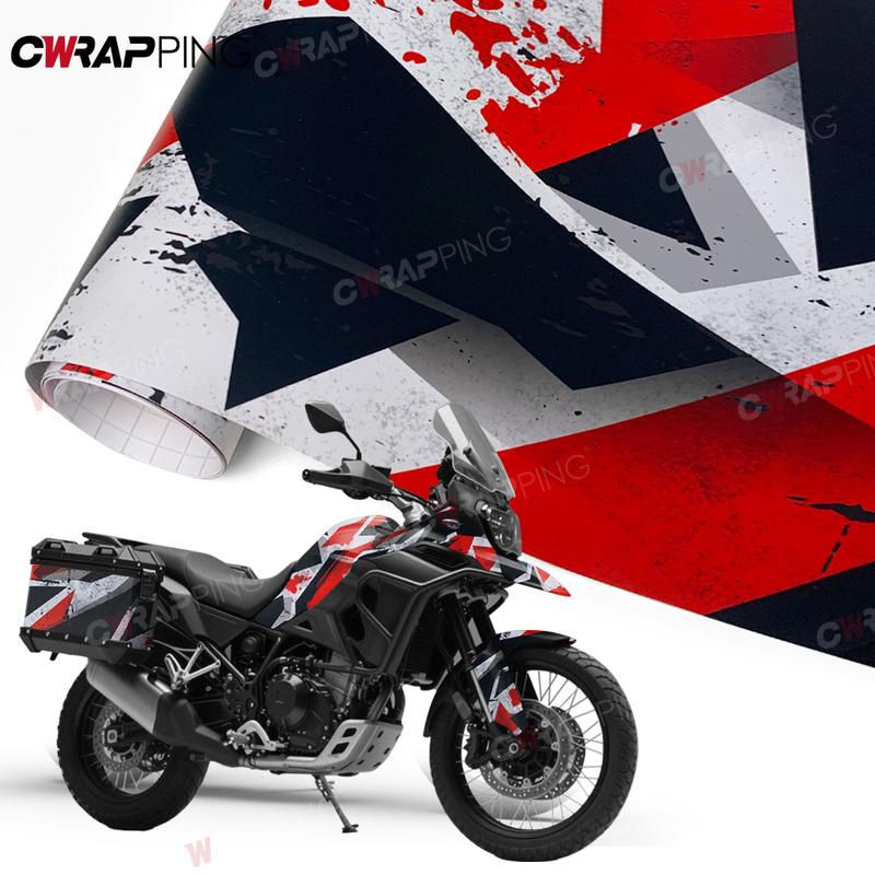 Ink Splashing Vinyl Wrap for Motorcycle Vinyls Self-adhesive Graffiti Waterproof Red Bubble Free Motorcycles Car Film Covering