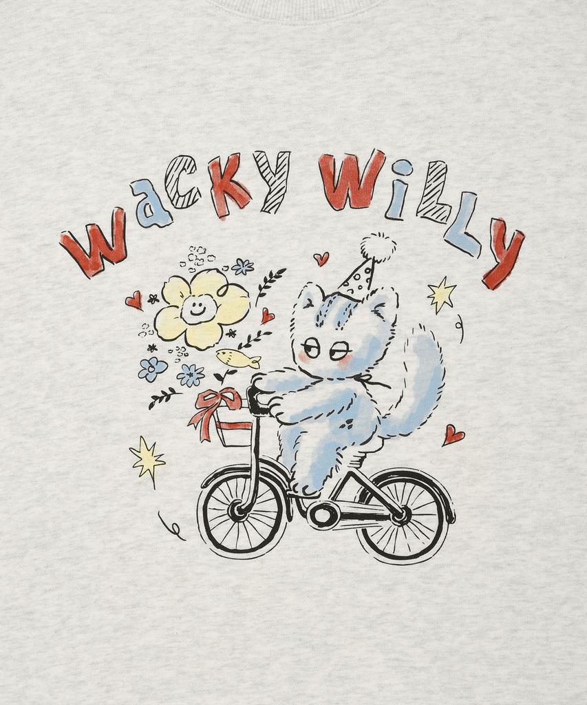 WACKY WILLY Women'S Vintage Graphic Semi-Oversized Sweatshirt Oatmeal