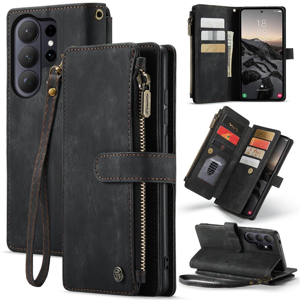 Leather Case for Samsung Galaxy S26 Ultra S25 Edge S24 Plus S23 Fe S22 S21 S20 Note20 A56 A36 A17 Card Holder Wallet Phone Cover