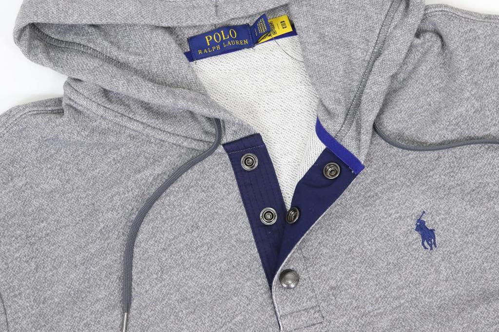 POLO Ralph Lauren Pullover Sweatshirt Men's Half-Button Hoodie, 01020020-L-GREYHTR [Used]