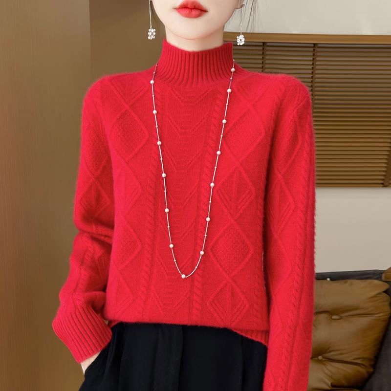 Women Sweater 100% Wool MODERN NEW SAGA Turtleneck Knit Pullover Thick Winter Jumpers Female Knit Tops