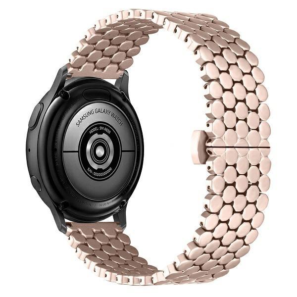 Pasek do smartwatch 20mm Beline Metal Honeycomb Różowo-złoty