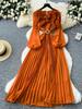 Spring Autumn Fashion Elegant Dress for Women New French Mushroom Edge Crimping Loose Chiffon Long Sleeve Long Dress