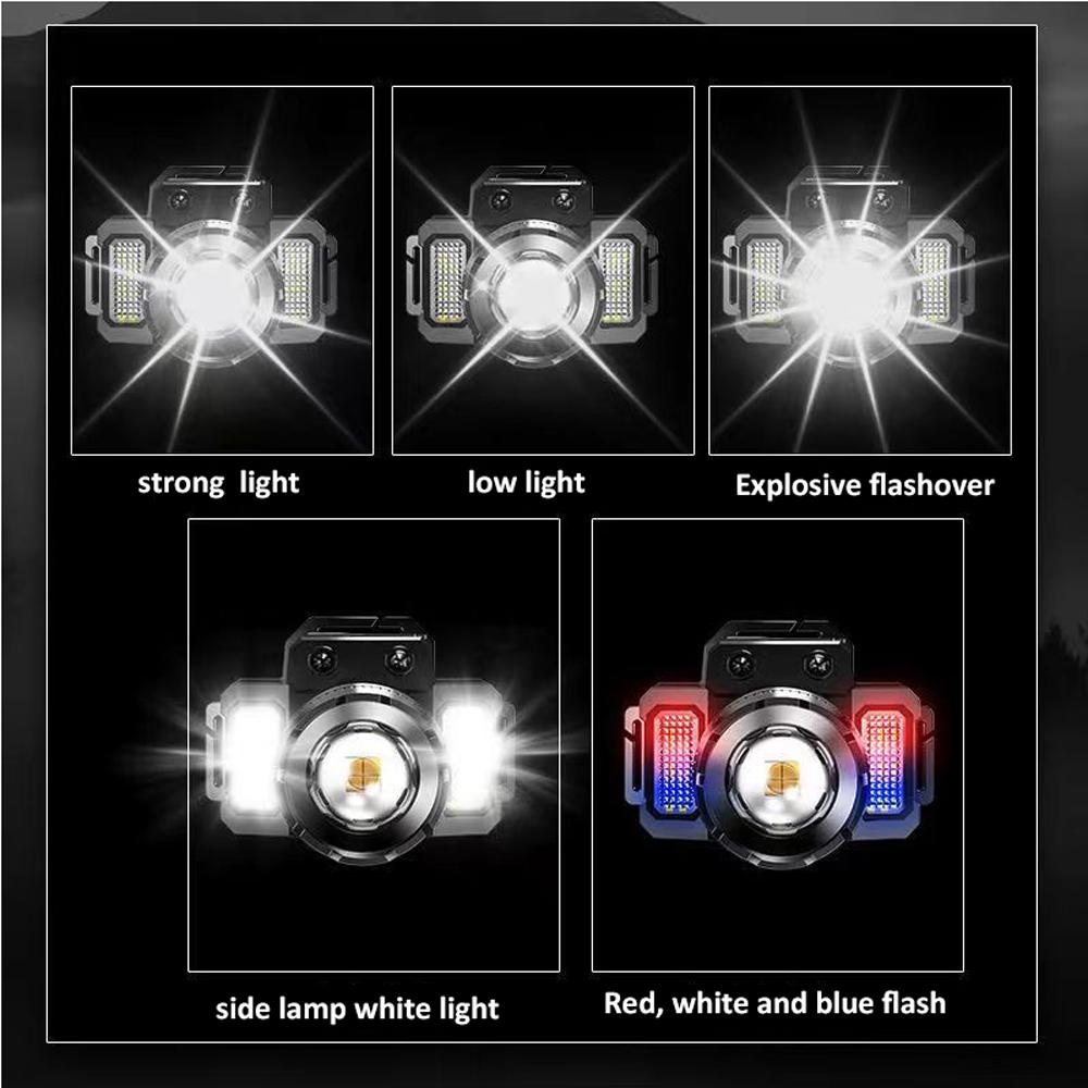 New USB Rechargeable Headlamp Super Bright Torch Light Induction LED Headlight Waterproof Camping Mobile Flashing