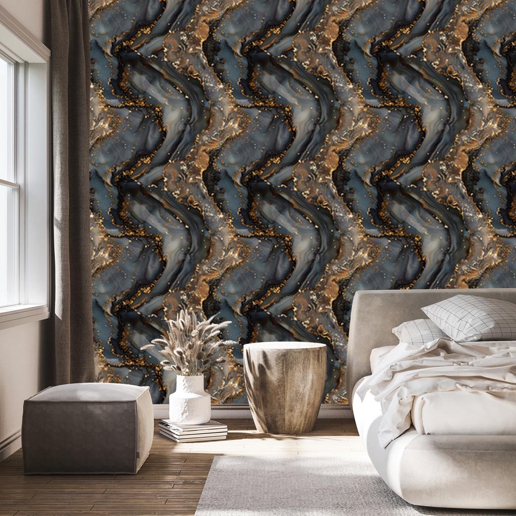 Graphite and brown ink wallpaper for living room and bedroom 50x1000