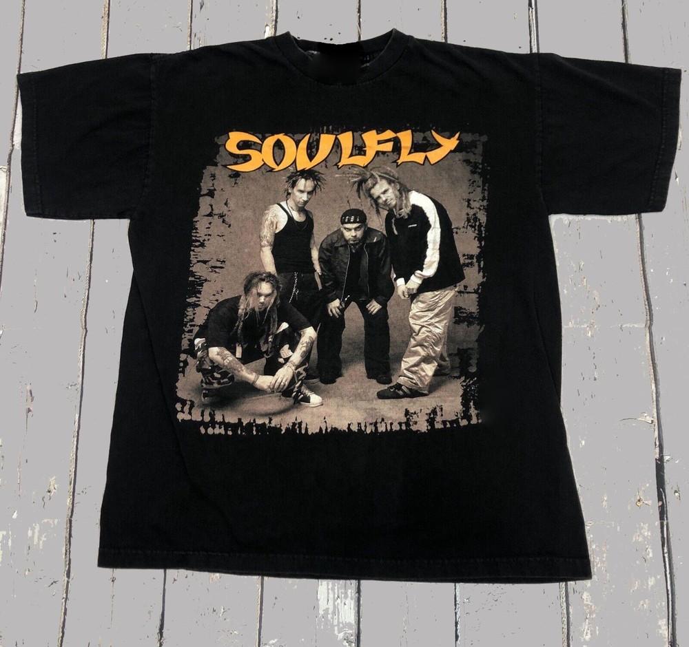 Винтажная футболка Soulfly Синий Виноград 90-е Черная Все Размеры Унисекс